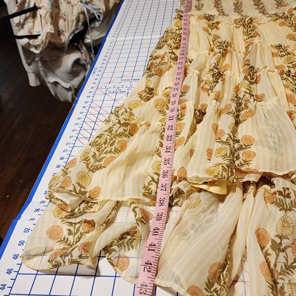 Free People Alejandra Floral Midi Dress Missing Strap Yellow Med - Picture 3 of 12